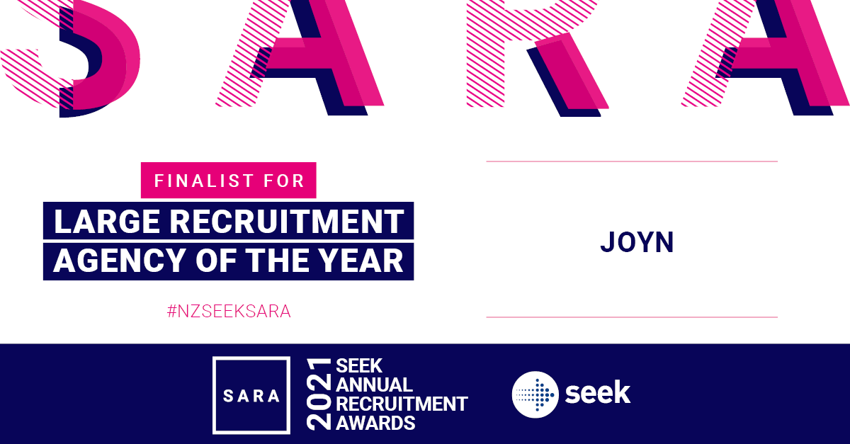 JOYN Finalists for Large Recruitment Agency of the Year at 2021 SEEK Annual Recruitment Awards