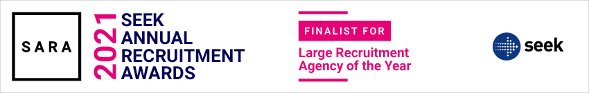 Banner for Finalist of Large Recruitment Agency of the Year at 2021 SEEK Annual Recruitment Awards