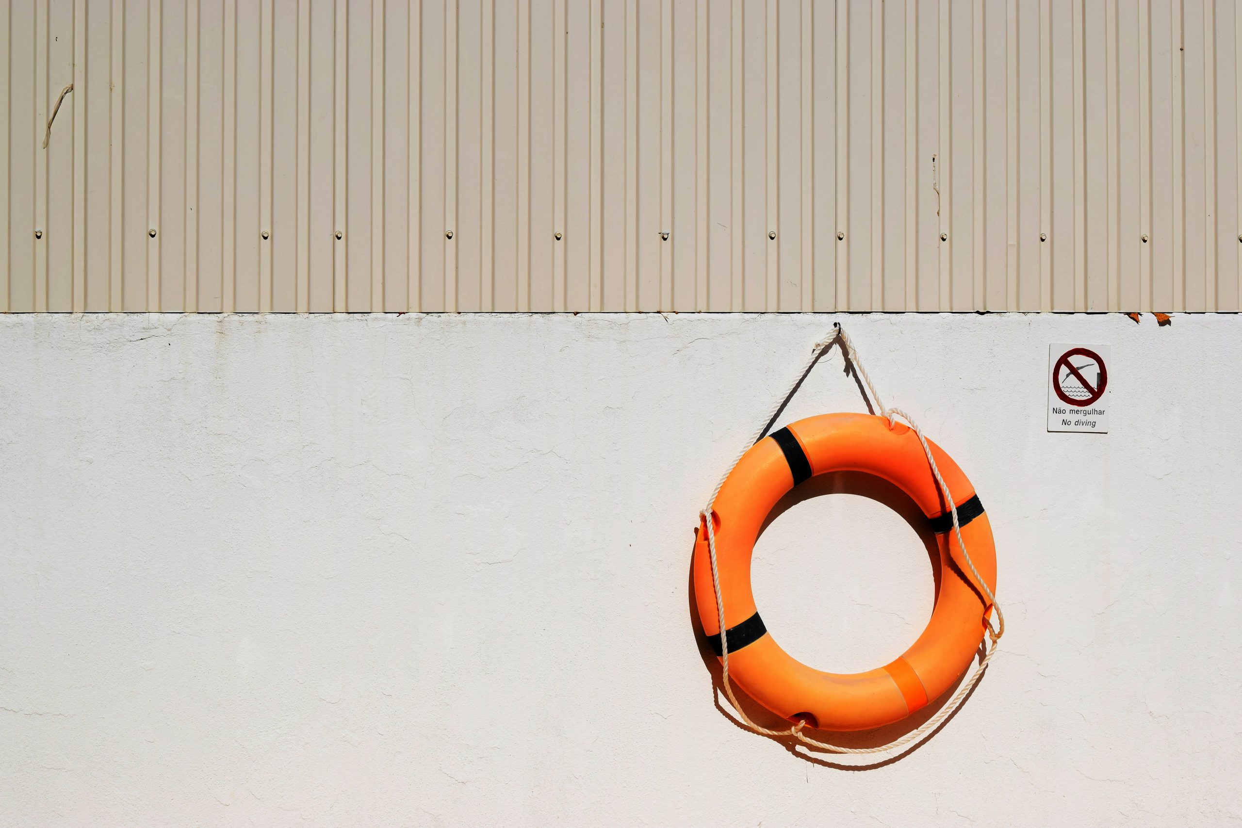 Lifebuoy hanging on a wall